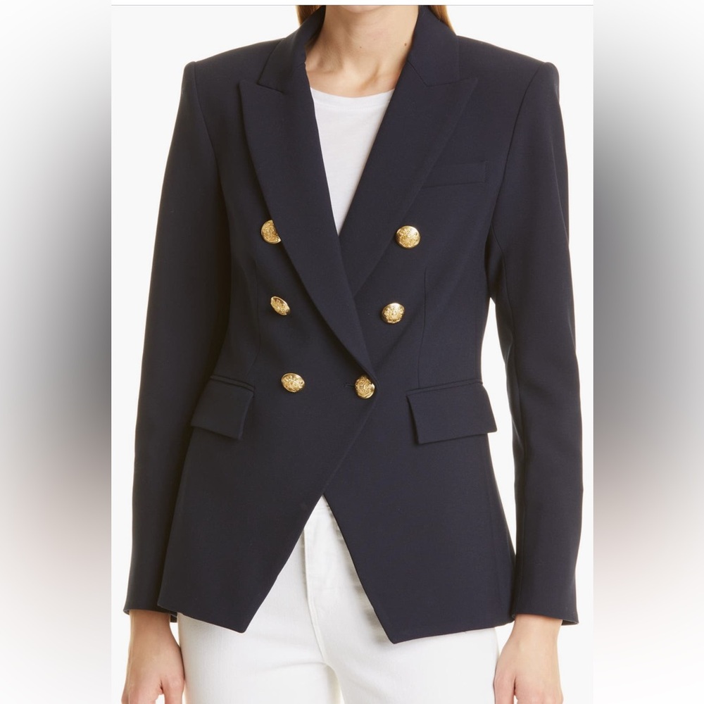 New Veronica Beard  Navy Blue Miller Dickey Jacket Gold Buttons Size 2